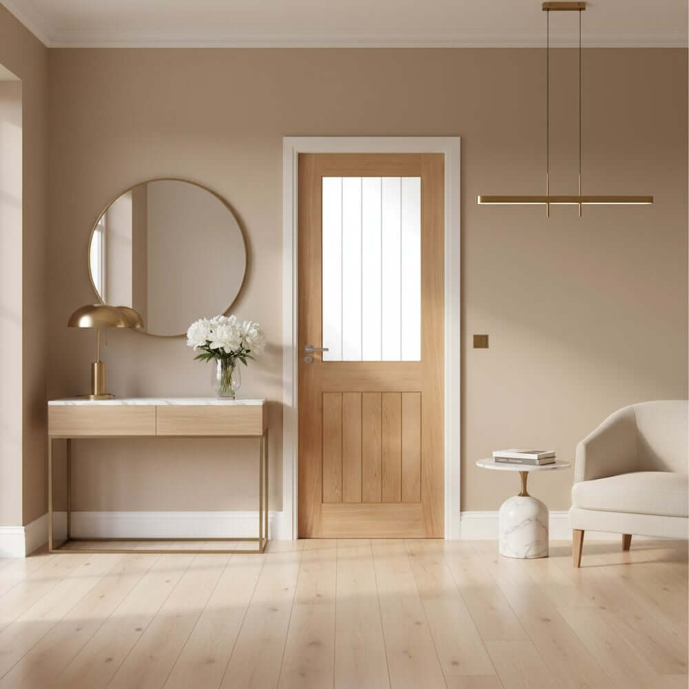 Belize Unfinished Oak 1 Light Glazed Internal Door - 1981 x 610 x 35mm